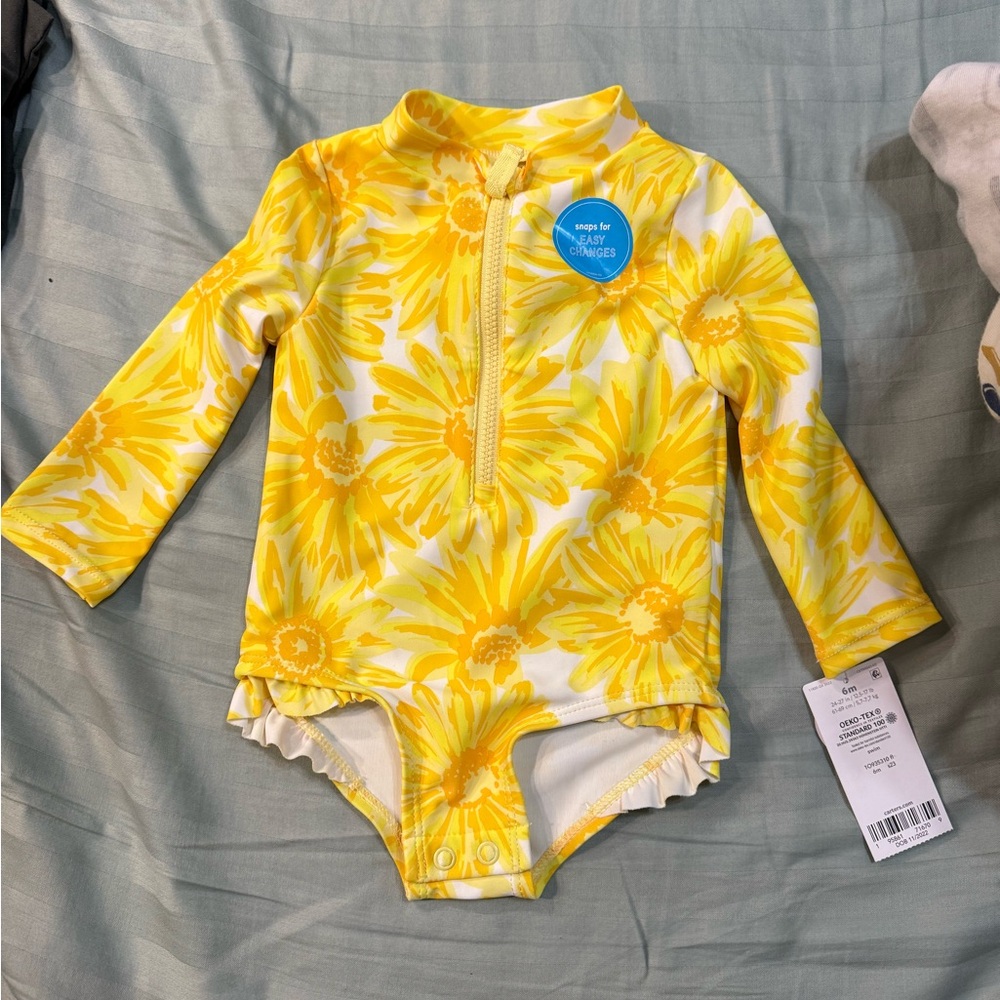 Carters Swimsuit Yellow Flowers